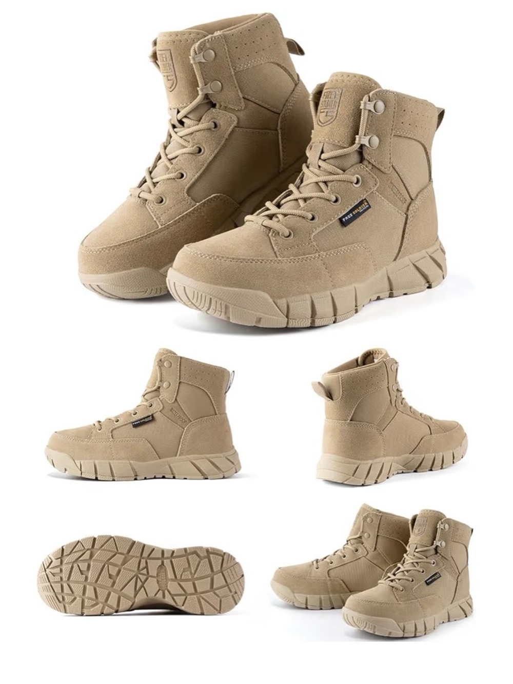 Free Soldier Women’s Hiking Boots Tactical Lightweight Waterproof Desert Tan 7